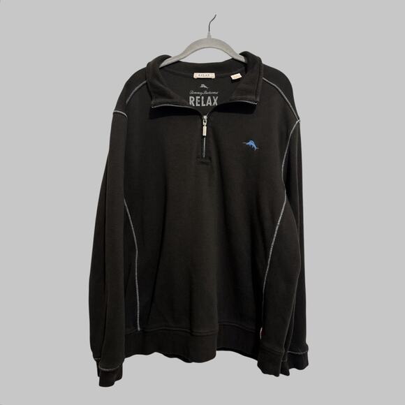 Tommy Bahama Relax Jacket Men’s Coastal Maritime Black Half Zip Island Size XL - Picture 1 of 11